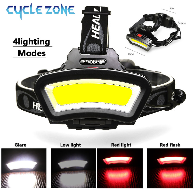 Outdoor Adventure Zone - COB LED ไฟหน้า USB ชาร์จสีแดงสีขาวตกปลาไฟหน้ากันน้ํากลางแจ้ง Camping