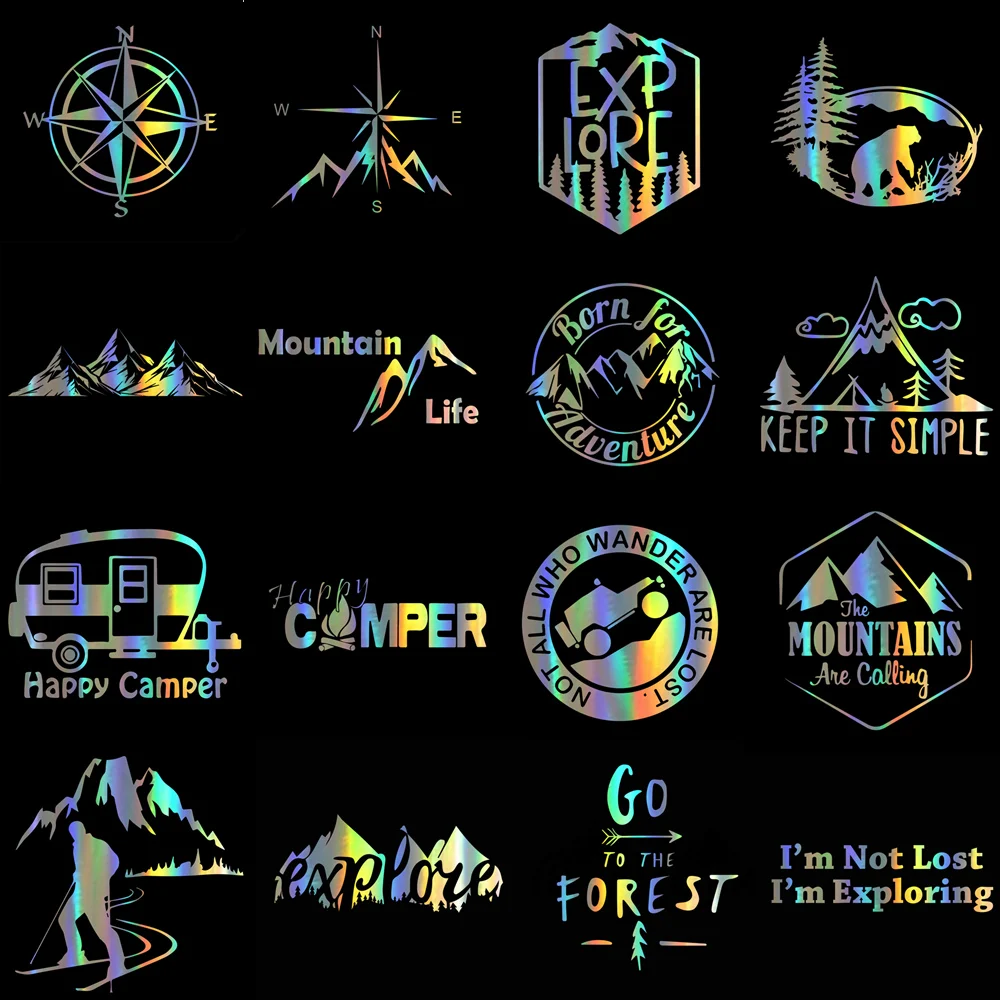 Outdoor Adventure Series - สติกเกอร์รถผจญภัยกลางแจ้ง Camping Series ไวนิล Decals รถกันชนรถจักรยานยนต์