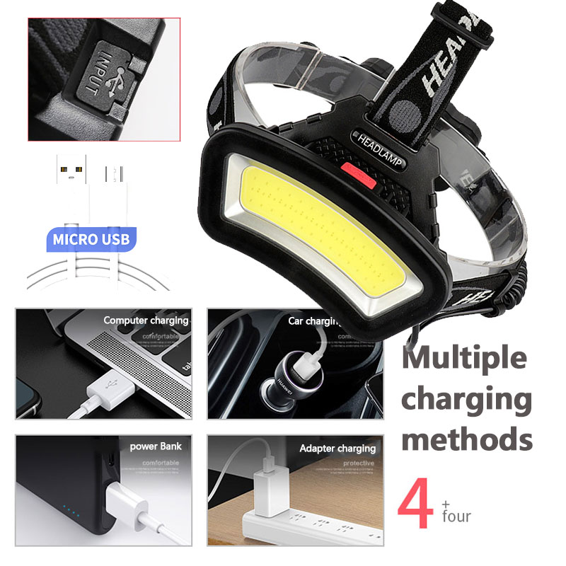 COB LED ไฟหน้า USB ชาร์จสีแดงส - Outdoor Adventure Zone บทวิจารณ์และราคา