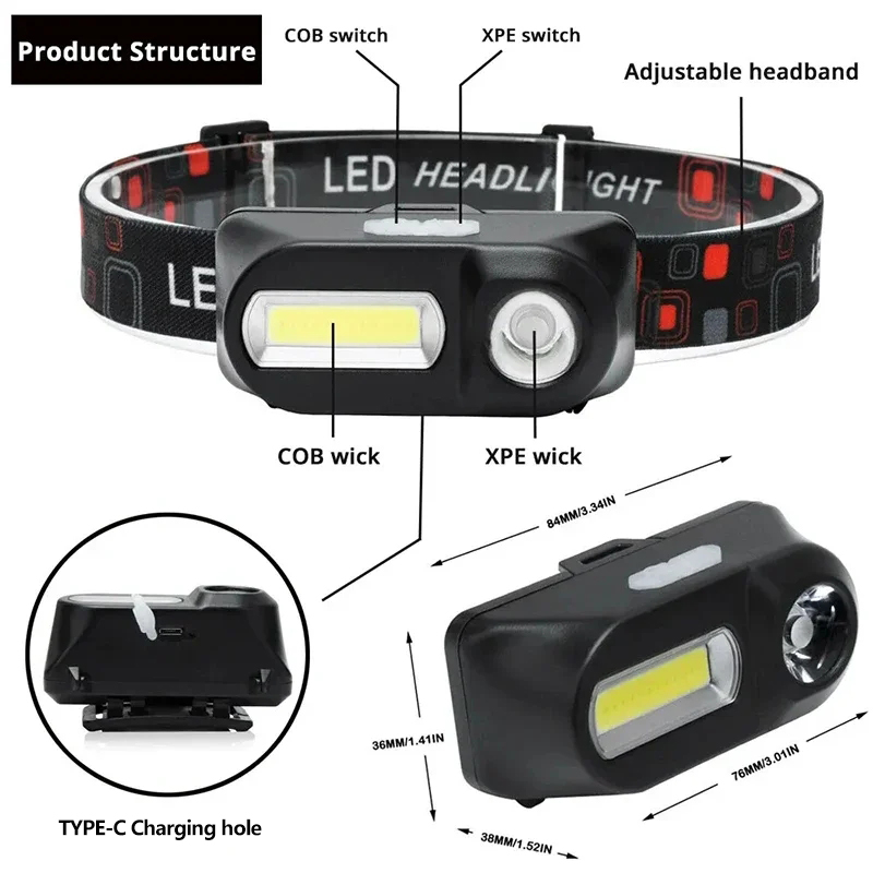 XPE + COB MINI ไฟหน้าแบบชาร์จไ - Outdoor Adventure Zone บทวิจารณ์และราคา
